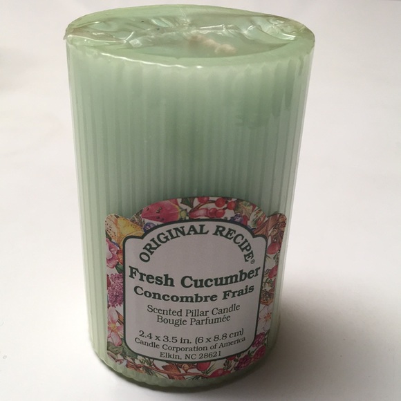 Scented Pillar Candle Fresh Cucumber Concombre Frais - Picture 2 of 5
